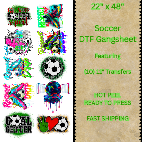22" x 48" Soccer Gangsheet